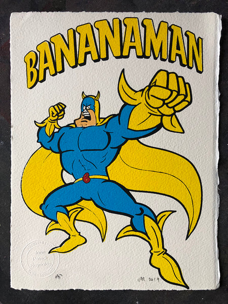 Bananaman! The Beano's super hero strikes a pose