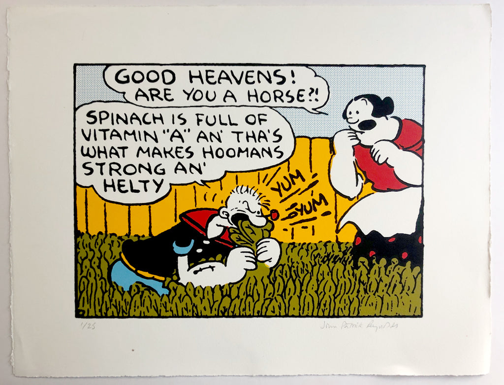 Comic Art screenprint debunks Popeye spinach myth