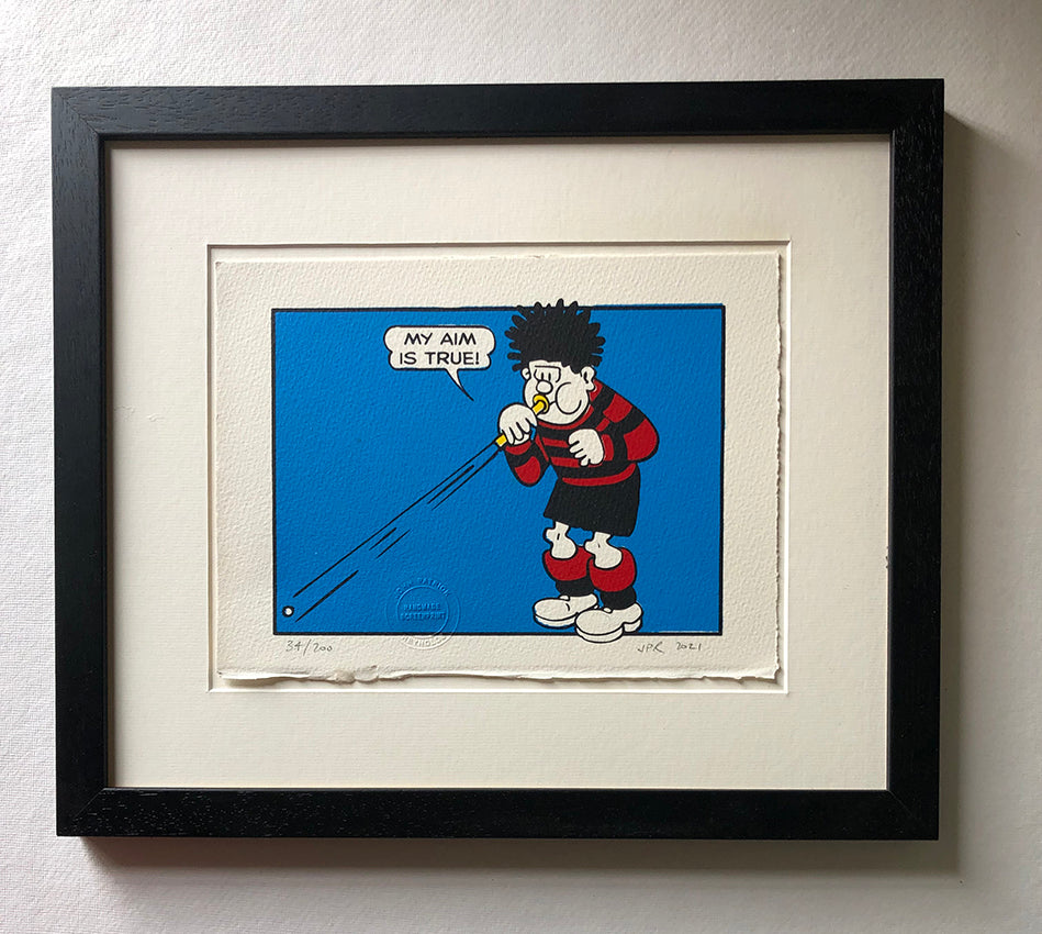 Dennis fires peashooter (and quotes Elvis Costello) Comic Art site