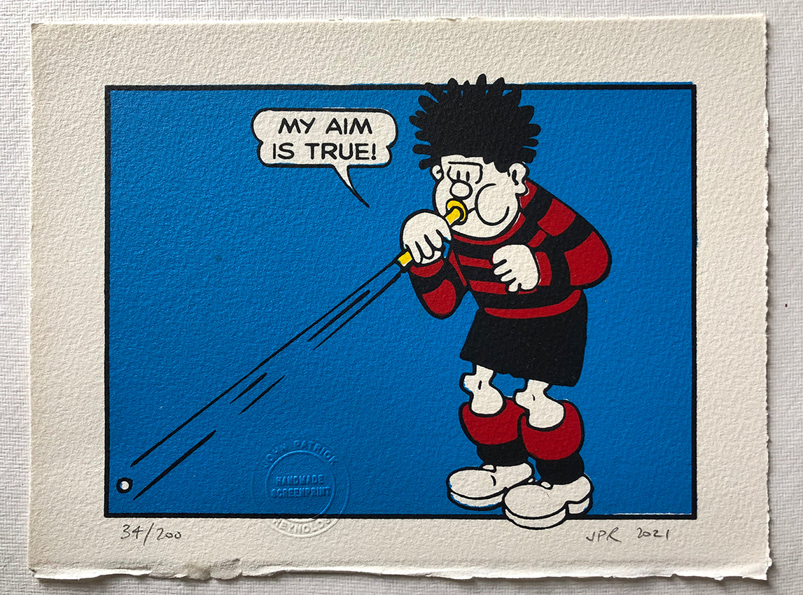 Dennis fires peashooter (and quotes Elvis Costello) Comic Art site