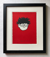 Dennis Menace's Face On Red Background