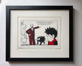 Dennis Told To Train Gnasher - and his father calls his canine companion a 'horrible hound'. Gnasher looks unimpressed.