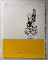 Asterix Dances In Joy (on a yellow bar) - Uderzo has captured a moment of delight