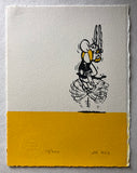Asterix Dances In Joy (on a yellow bar) - Uderzo has captured a moment of delight