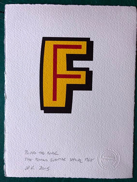 The F from Biffo the Bear in 1968