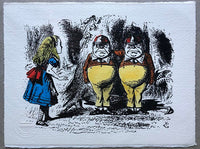 Watercoloured screenprint of Tweedle Dum and Tweedle Dee - one only. (Handpainted by Paul Orchard)