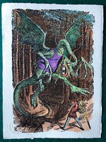 Watercoloured screenprint of the Jabberwock - one only. (Handpainted by Paul Orchard)