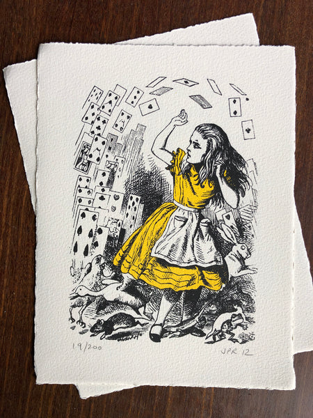 Alice in Wonderland and the shower of playing cards. Two available