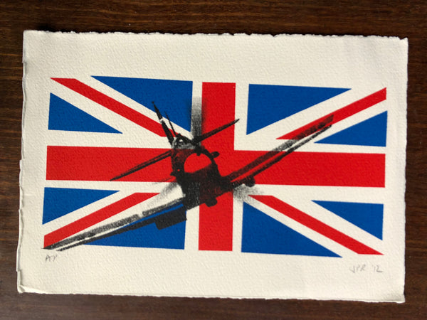 Spitfire on a Union Jack. One available