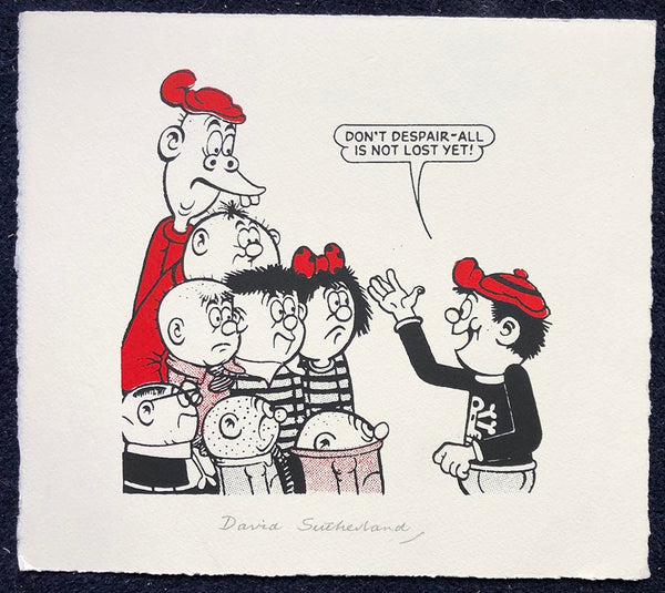 Danny delivers a pep talk to the rest of the Bash Street Kids - signed by the late, great David Sutherland. One available
