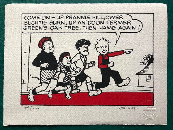 Oor Wullie and his gang race up Prannie Hill