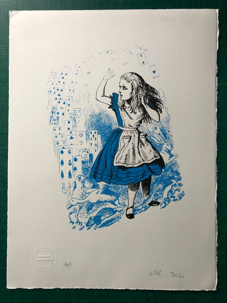 Alice and a shower of animated cards