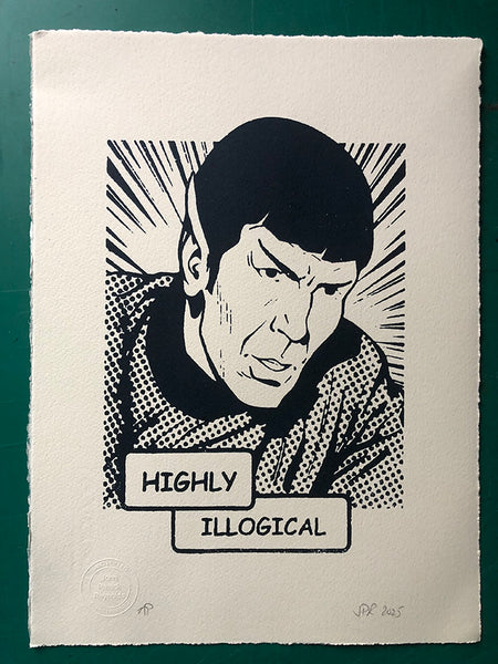 Spock - in blue black ink. 38cms x 28cms (Two available)