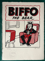 Biffo the Bear watches telly - I really love this one. Is it the 1950s TV? Or just a bear wearing dungarees relaxing in a comfy chair?