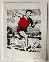 Alf Tupper (the runner's favourite and inspiration) trains in the rain (by the canal)