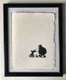 Asterix, Obelix and Dogmatix silhouetted on a stroll (in black)
