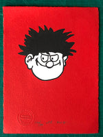 Portrait of Dennis the Menace on a red background. Classic