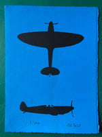 The strangely lovely Spitfire, on blue