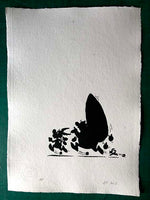 Asterix and pals in flight (monochrome) On beautiful handmade paper