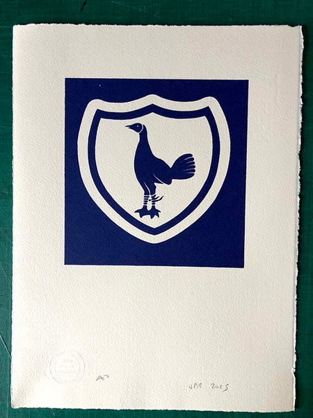 The Tottenham Hotspur cockerel emblem - a beautiful print of a great design. Tell me if you'd like your club's emblem given the same treatment
