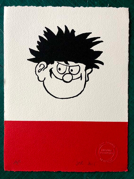 Dennis portrait on a red bar. Just one available