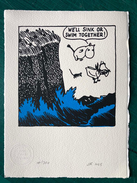 The Moomins jump for it (like in Butch Cassidy and The Sundance Kid)