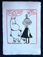 The Moomins: Mymble has another crush (42cms x 30cms). An experiment on handmade paper