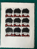 Dennis the Menace, black on red. On offer. One available