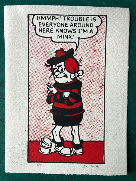 Minnie the Minx, with a classic complaint (withdrawn from range and discounted)