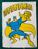 Bananaman strikes a dramatic pose. A very British hero