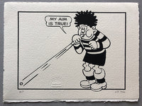 Dennis and his favourite toy (weapon). Black and white. One only available