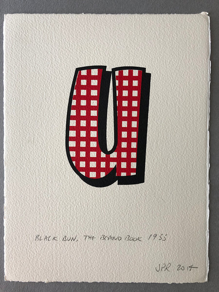 The letter U from The Beano (Black Bun)