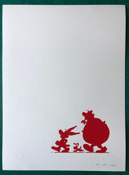 Asterix, Obelix and Dogmatix take a stroll (red) - beautifully simple