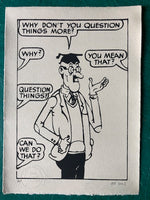 Bash Street Kids grill Teacher - he walked into that one. Black ink on grey paper (two available)