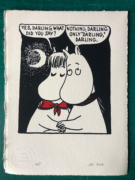 Moomintroll and Snorkmaiden whisper sweet nothings