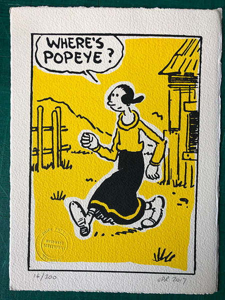 Olive goes looking for her love, Popeye