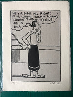 Olive Oyl claps eyes on Popeye for the first time ... and is impressed (one only)