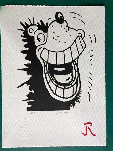 Gnasher shows off his fabulous gnashers