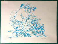 Asterix, Obelix and Dogmatix laughing and laughing - blue