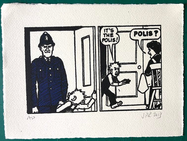Oor Wullie (and his mother) are freaked out by a visit from a member of the constabulary