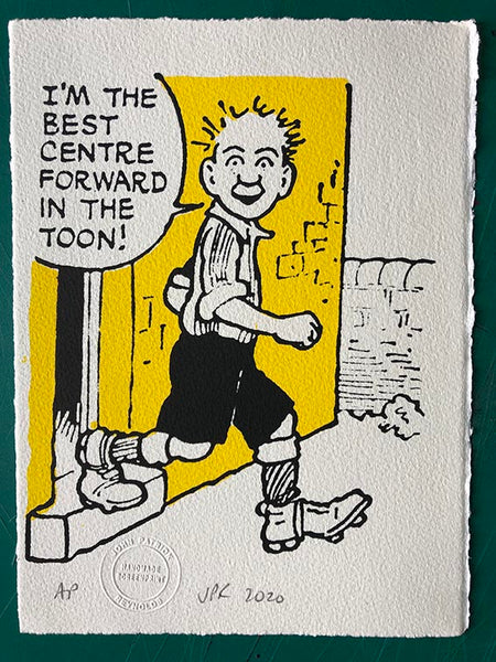 Oor Wullie boasts about his football prowess