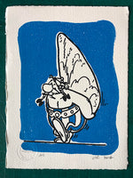 Obelix carries his menhir, with slightly under-inked blue (one available). On offer