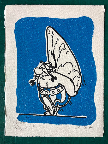 Obelix carries his menhir, with slightly under-inked blue (one available). On offer