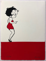 Betty Boop in a red dress (In Profile, Standing On A Red Bar)