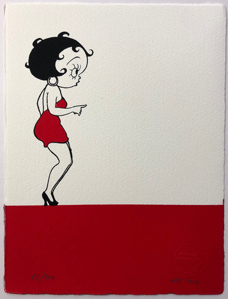 Betty Boop in a red dress (In Profile, Standing On A Red Bar)