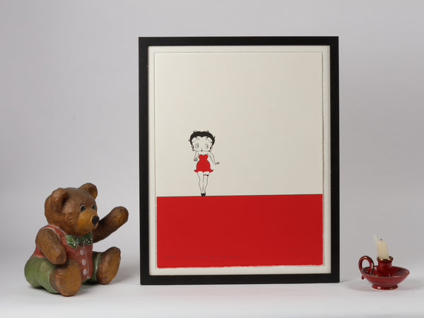 Betty Boop in a red dress (Face On, Standing On A Red Bar)